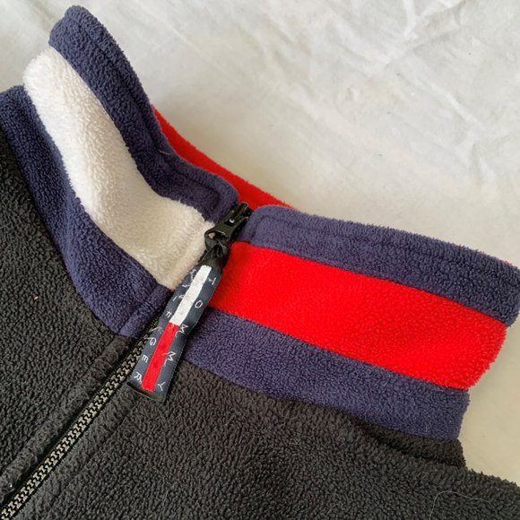 Vintage 90s Tommy Hilfiger Quarter Zip Fleece - Mens Extra Large - Picture 2 of 5